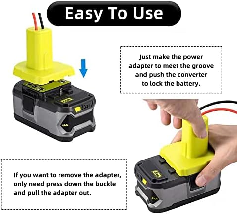 Power Wheel Adapter for Ryobi 18V Battery with 30A Fuse & Wire terminals, Power Connector for Rc Car, 14 Gauge Robotics, Rc Truck, DIY, Work for R...