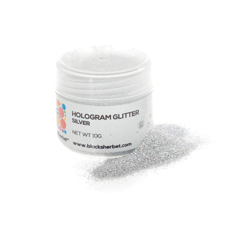 BlackSherbet Hologram Glitter (10 grams) for Gourmet Dessert, Cakes, Cupcakes, Decorating, Cookies, Cake Pops, Fondant (Silver)...