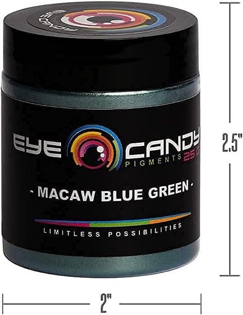 Eye Candy Pigments Premium Mica Powder - Macaw Blue Green (25gr) - for Epoxy, Resin, Soap, Paint, Woodworking, Acrylic Pouring, Bath Bombs, Fishin...