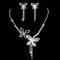 Unicra Silver Bride Wedding Jewelry Sets Butterfly Rhinestone Bridal Necklace Earrings Set Prom Costume Choker Necklaces for Women and Girls...