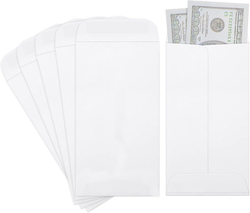 ValBox 3.5x6.5 Money Envelopes, White Kraft #7 Coin Envelopes, Small Parts Envelope with Gummed Flap for Seed, Cash, Budgeting (Pack of 100)...