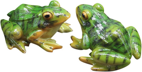 2pcs Mini Frog Statues Miniature Resin Frogs Small Frog Figurine Animal Sculpture Artificial Frog Statue for Garden Yard Micro Fairy Garden Orname...