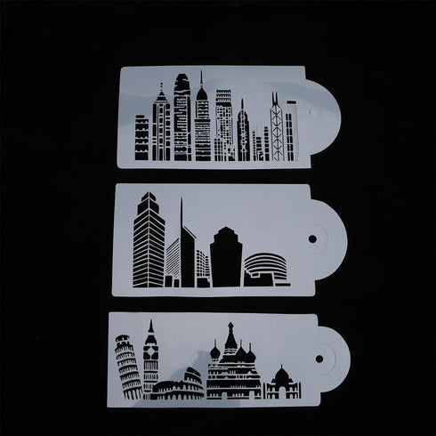Landmark Building Cake Stencils, 5Pcs/Set Cake Template Fondant Cake Decorating Dessert Stencil Mould Decor Stencil Bakery Tools...