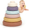 Mini Tudou Stacking & Nesting Circle Toy,6 Pcs Soft Building Rings Stacker & Teethers,Squeeze Play with Early Educational Learning Stacking Tower,...