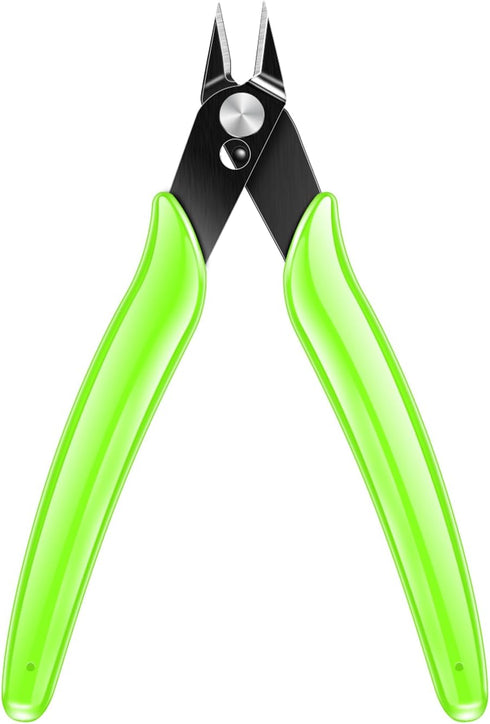 NICE-POWER 5 Inch Wire Cutter Green Zip Tie Cutters Micro Flush Cutter Precision Wire Clippers Hobby Snips Small Side Cutting Pliers for Cutting S...
