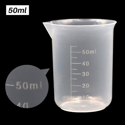 6 Pack 50ml Lab Plastic Graduated Beaker Transparent Measuring Beaker Cup Mixing Cup Liquid Container for Science Lab...