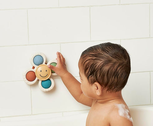 Itzy Ritzy Fidget Toy with Sensory Poppers & Suction Cup; Fidget Toy Sticks to Highchairs, Tables or Tubs While Spinning & Engaging Baby with 4 Te...
