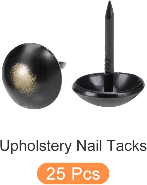 Upholstery Nail Tacks (11x17x3.5mm) 25Pcs, Iron Round Thumb Push Pins - for House Construction, Home Kitchen Furniture, Black...