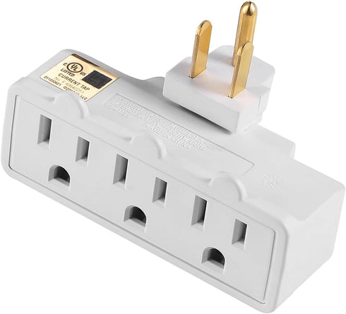 UL Listed 3 Outlet Wall Adapter, FiiMan 3-Prong Grounded 180 Degree Swivel Wall Plug Adapter Adjustable 3 Way Outlet Extender Tap (1 Pack, White)...