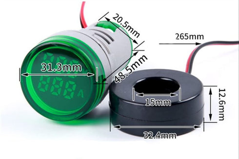 3pcs AC Current and Voltage Indicator with Two-Digit Display, 22mm Round Head LED Multi-Function Measuring Instrument Monitor Green red Yellow...