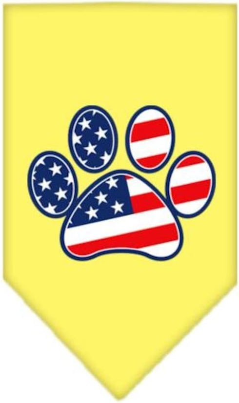 Pet and Dog Bandana Screen Printed, Patriotic Paw Yellow Large...