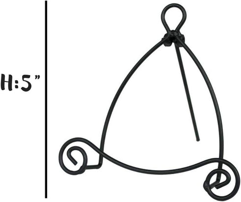 BANBERRY DESIGNS Black Metal Easel - Set of 3 - Wrought Iron Display Plate Stand - Swirling Spiral Scroll Design - 5 Inch High...