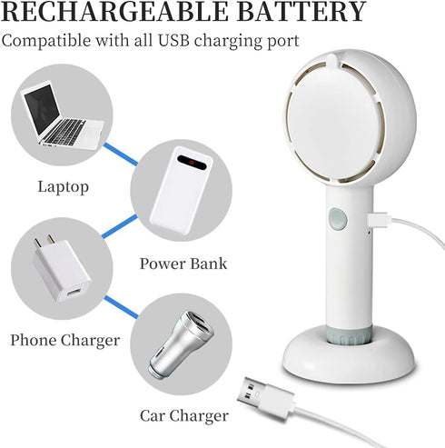 Star Compass Mini Handheld Fan, Battery Operated Rechargeable Portable Fan with LED Light Makeup Mirror, Bladeless Small Personal Fan 3 Speeds Eye...