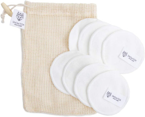 Snow Fox Skincare Reusable Bamboo Makeup Removal Pads, 8 Facial Rounds...