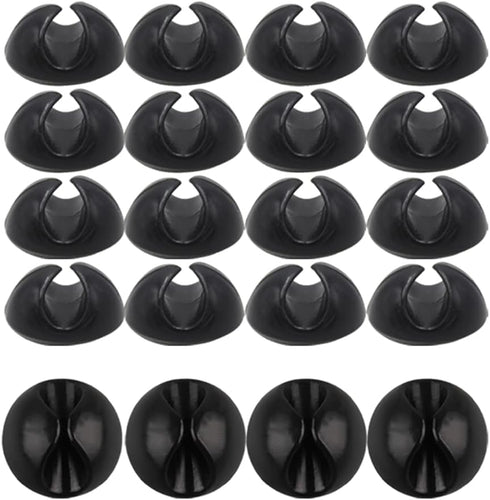 Cable Clip, Acrylic Adhesive Charger Cord Holder, Wire Organizer for Desk, Wall, Car, Nightstand and Office Cable Management, Small 20 PCS (Black)...