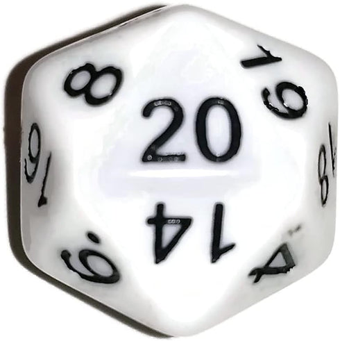 White with Black Numbers d20 Initiative Advantage Die for Role-Playing Games. 20 sided RPG Dice...