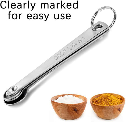 1Pack Mini Measuring Spoons Set, Heavy Duty Stainless Steel Teaspoon for Cooking and Baking, Suitable for Small Amount of Dry or Liquid Ingredient...