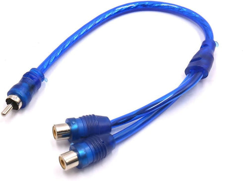 uxcell a17070300ux0615 2Pcs Blue Female to Male RCA Splitter Adapter Car Audio Stereo Y Cable Wire Kit 2 Pack...