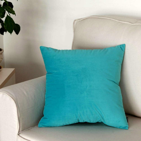 Artcest Cozy Solid Velvet Throw Pillow Case, Decorative Couch Cushion Cover, Soft Sofa Euro Sham with Zipper Hidden, 24"x24" (Light Teal)...