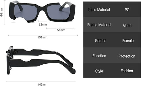 Irregular Small Rectangle Sunglasses Women Vintage Punk Sun Glasses UV Protection by LJCZKA...