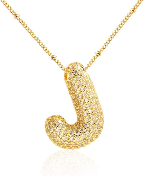 Bubble Initial Necklace for Women 18K Gold Plated Cubic Zirconia Balloon Letter Alphabet Personalized Name Pendant Necklaces Jewelry Gifts...