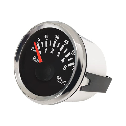 ELING Warranted 2" Auto Gauge Oil Pressure 0-5 Bar 0-75 PSI with Backlight for Car Truck Diesel Engine 12V 24Volt...