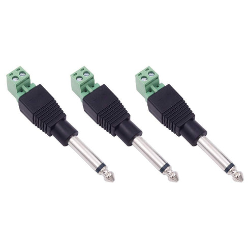 Fancasee (3 Pack 6.35mm Replacement Repair Plug Jack TS 2 Pole Mono Male Plug 1/4" 6.35mm Solderless Terminal for Microphone Speaker Audio Cable R...