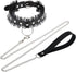 Multicolor PU Simulated Leather Silvert-Tone Rivets O Ring Lace Collar Choker Necklace with Detachable Chain Leash...