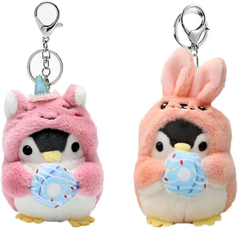 2Pcs Cute Plush keychains kawaii keychain small stuffed animals,Penguin keychain,cute keychains for backpacks,kawaii animals. (F)...