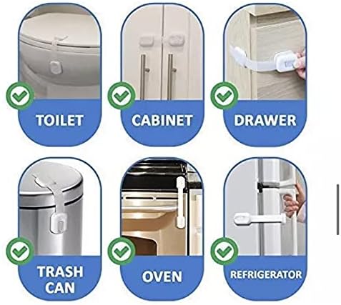 Generic Baby Child Safety Locks Straps (8 Pack) for Cabinets, Drawers, Fridge, Toilets Easy Installation, Clear (WC066)...