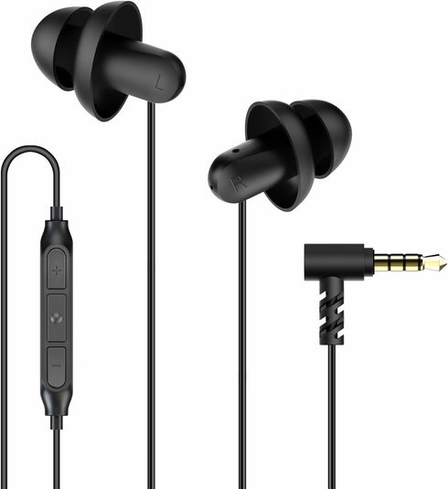 Hearprotek Sleep Earbuds, Lightweight Soft Noise Reduction Earbuds Wired with Mic and Volume Control, 3.5mm Tangle Free Sleep Headphones for Side ...