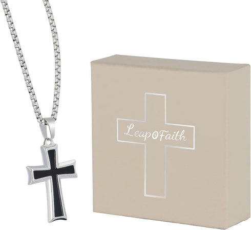 Cross Pendant for Car Rear View Mirror Decor Hanging Ornament Stainless Steel Cross Necklace Men Christian Gift...