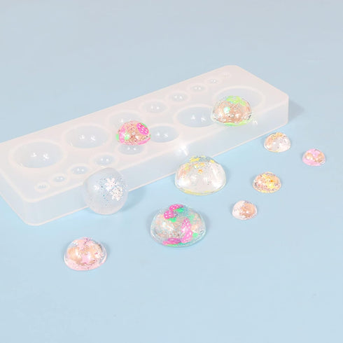 2PCS Cabochon Gem Silicone Mold, Clear Round Silicone Mold for Making Earrings Jewelry Making Crafting Projects...