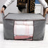 Clothes Storage Bag Foldable Storage Bin Closet Organizer With Reinforced Handle Sturdy Fabric Clear Window For Sweaters, Coats, T-shirts, Blanket...