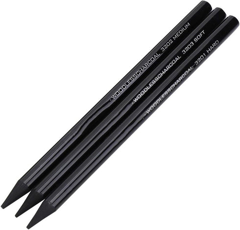 Pssopp Charcoals,25pcs Woodless Charcoal Pencils, Charcoal Drawing Bar Sticks Sketch Pencils Artist Art Drawing Sketching Painting Tools Stationer...