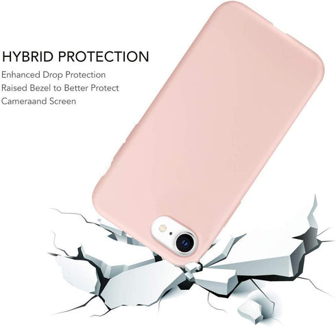 IceSword iPhone SE 3 Case 2022 - Silicone Sand Pink, Liquid Gel Rubber Cover, Drop Protection 4.7" iPhone SE 3...
