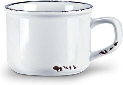 Abbott Collection 27-ENAMEL/CAP WHT Enamel Look Stoneware Cappuccino Mug, White...