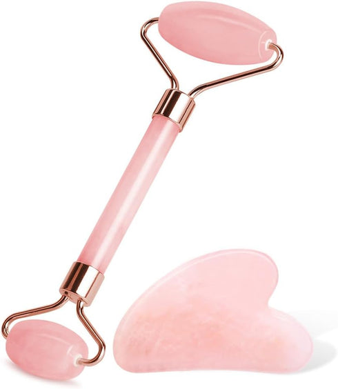 Gua Sha Facial Tools & Jade Roller Set for Face Guasha Tool for Face Ice Roller for Skin Care Gua Sha Stone Board Set for Reduce Puffiness and Imp...