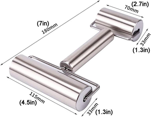 Rolling Pin Double Roller, Stainless Steel Pastry and Pizza Double Dough Baker Roller Metal Kitchen Utensils Ideal for Baking Dough, Pizza, Pie, P...