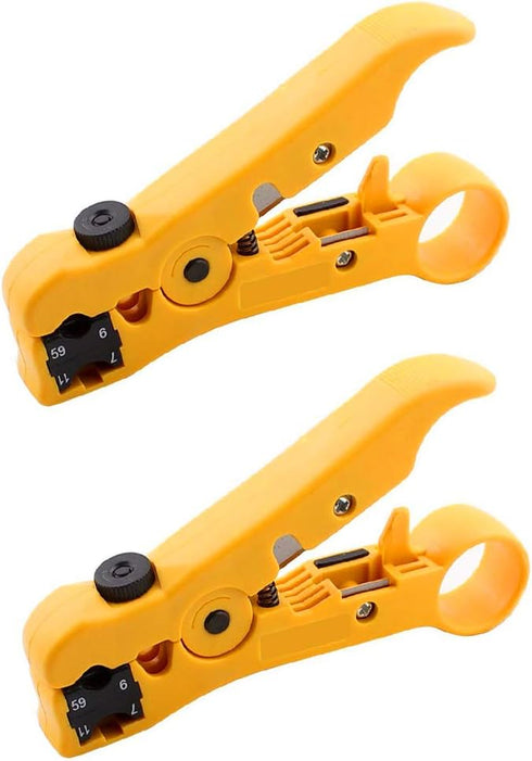 Universal Coaxial Cable Stripper Cutter Stripping Tool for Flat/Round UTP Cat5 Cat6 Coax RG59 /RG6/7/11, 2 Pack...