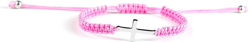 COLORFUL BLING Cross Bracelet for Women Men Stainless Steel Adjustable Braided String Sideways Bracelet Protection Prayer Amulet Christian Jewelry...