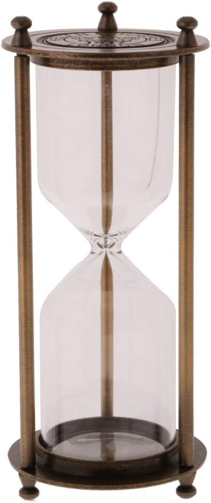 Retro Metal Sandglass Empty Hourglass Sand Timer Without Sand for Home Office Decoration (Bronze - L)...