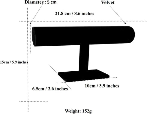 Comelyjewel Set of 2 Black Velvet bracelet holder 1 Row jewelry stand for Vendors Elegant Scrunchies Stand Jewelry Display Organizer for Professio...