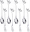 AnSaw 8-Piece Silver 4.7" Leaf Handle Mini Spoons & Forks - Perfect for Coffee, Desserts, Tea, Appetizers | Elegant Stainless Steel Cutlery Set fo...