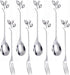 AnSaw 8-Piece Silver 4.7" Leaf Handle Mini Spoons & Forks - Perfect for Coffee, Desserts, Tea, Appetizers | Elegant Stainless Steel Cutlery Set fo...