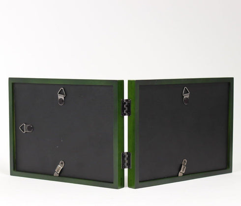 Lawrence Frames Collection Hinged Double Horizontal Wood Picture Frame Gallery, 5 by 7-Inch, Green...