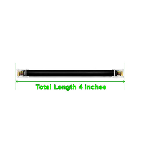 AmzDeals 4-Pack 4 inch Black RJ12 6P6C Male to Male Straight Wired Cable, Pro Grade Data and Voice Phone Line Cord - Made in USA...