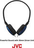 JVC Blue Flat and Foldable Colorful Flats On Ear Headphone with 3.94 foot Gold Plated Phone Slim Plug HAS160A...