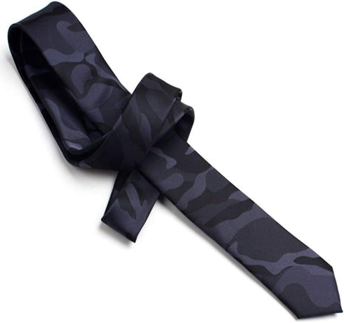 New Slim Camo Ties for Men Classic 2 Inches Black Gray Camouflage Necktie...