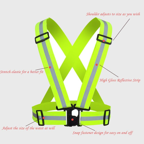 Reflective Strap Safety Vest, Lightweight,Adjustable & Elastic, Hi Vis Running Gear for Jogging,Walking,Cycling,Motorcycle,Men,Women...